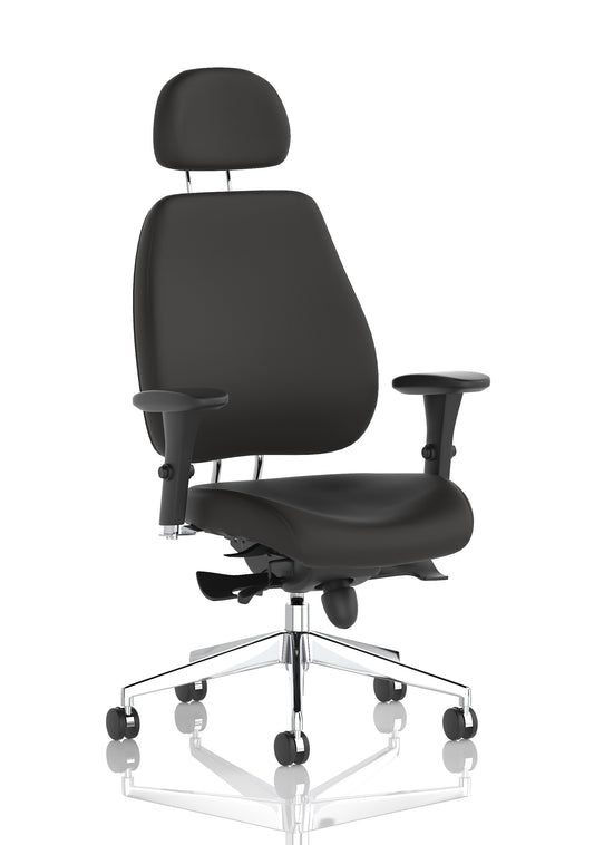 Chiro Plus High Back Ergonomic Posture Chair with Arms Black Fabric Black With Headrest - Industrious Decor