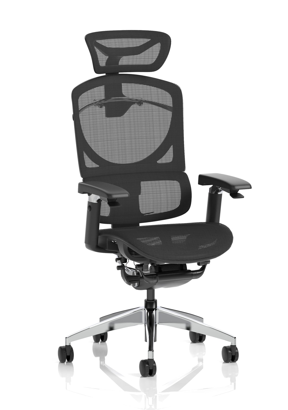 Wexford 24Hr High Back Mesh Ergonomic Task Chair | Synchro Tilt | Anti-Shock | Adjustable Headrest Black Mesh - Industrious Decor