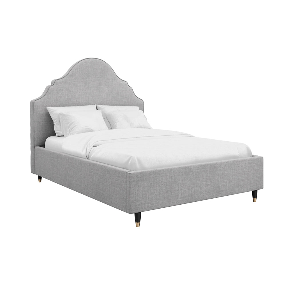 Windsor Double Size Bed Frame- Light Grey Velvet - Industrious Decor