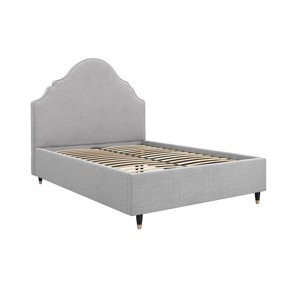 Windsor King Size Bed Frame - Light Grey Velvet - Industrious Decor