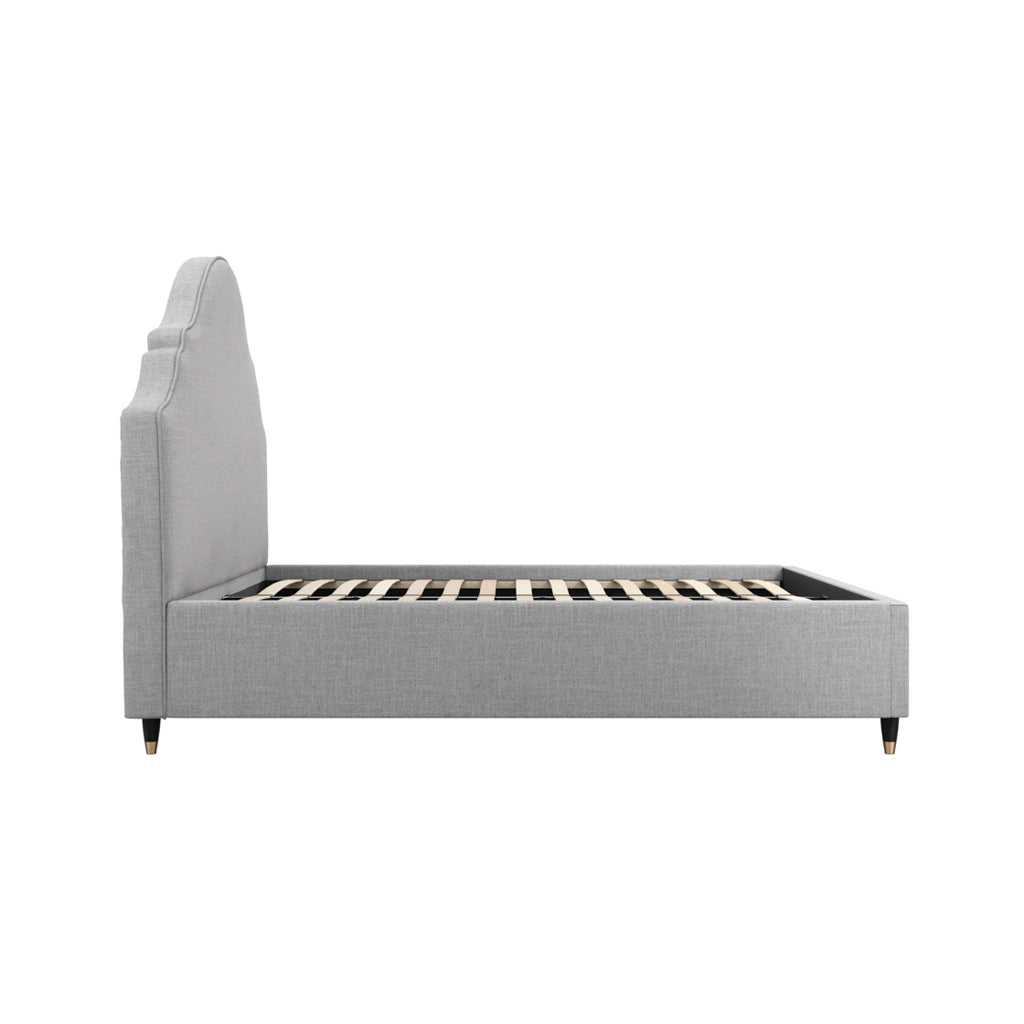 Windsor King Size Bed Frame - Light Grey Velvet - Industrious Decor