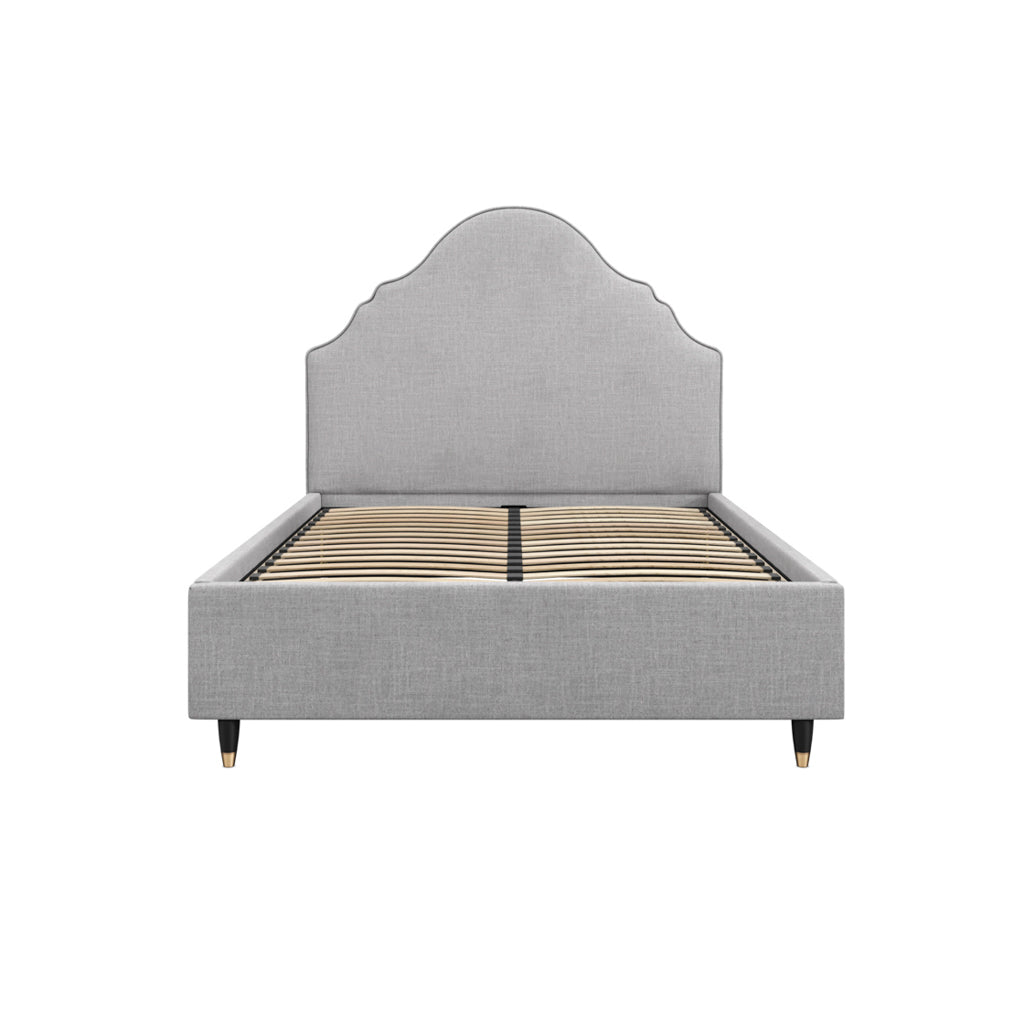 Windsor Double Size Bed Frame- Light Grey Velvet - Industrious Decor