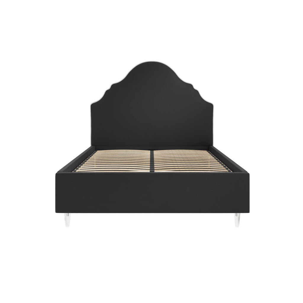 Windsor Double Bed Frame - Black Velvet - Industrious Decor
