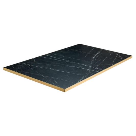 Pietra Grigia Marble Effect- Gold Edge Rectangle Top - Industrious Decor