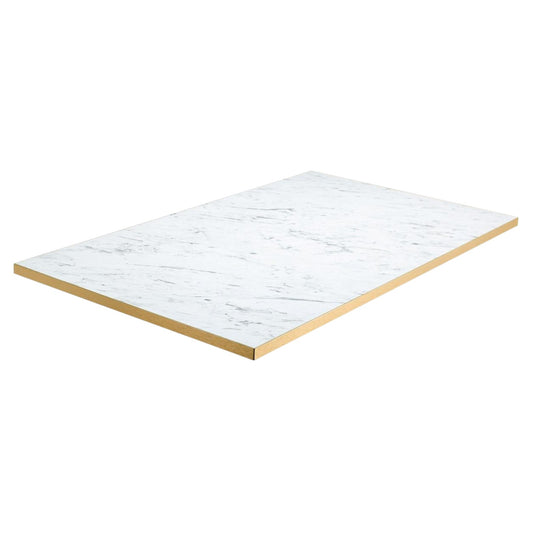 Carrara Marble Effect - Gold Edge Rectangle Top - Industrious Decor