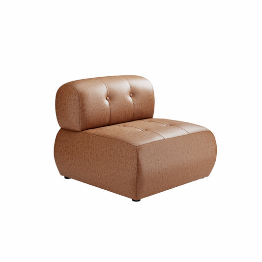 Loft Accent Chair - Tan Faux Leather with Button Tufting - Industrious Decor