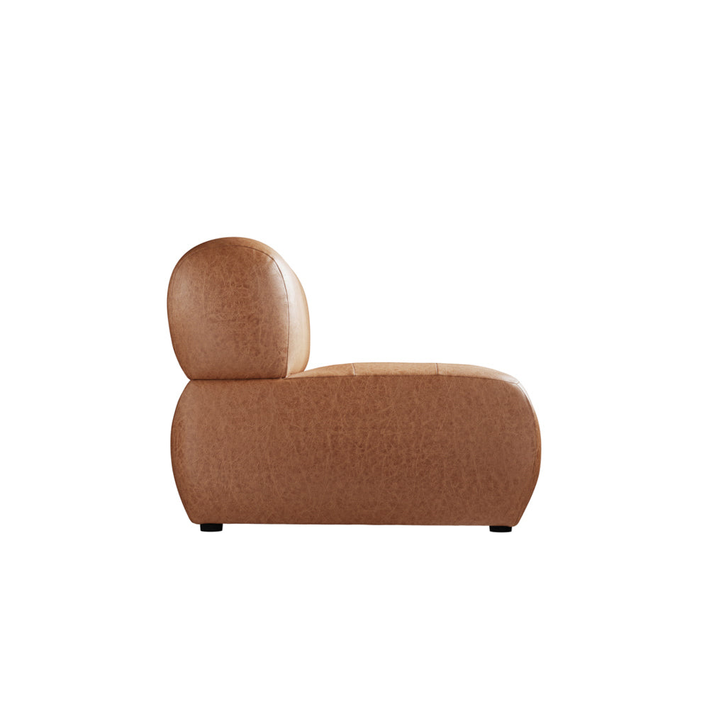 Loft Accent Chair - Tan Faux Leather with Button Tufting - Industrious Decor