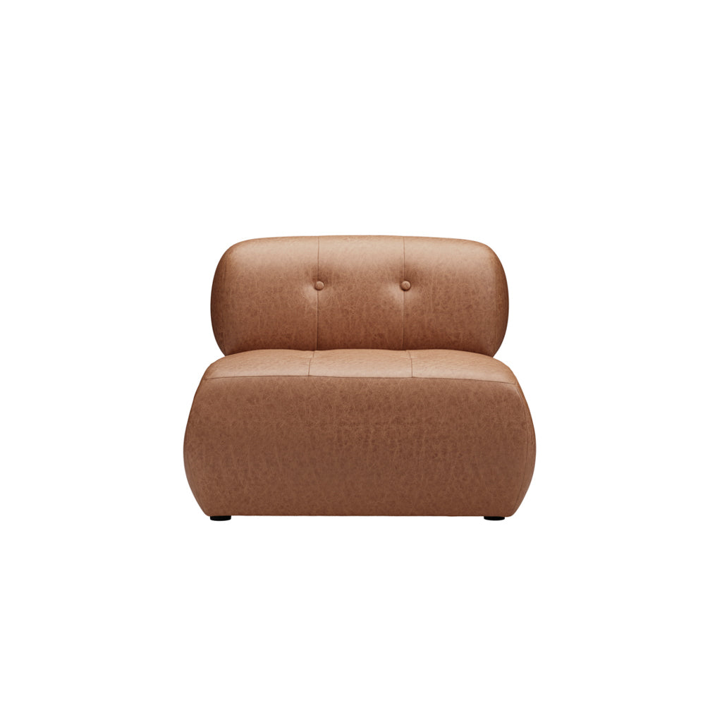 Loft Accent Chair - Tan Faux Leather with Button Tufting - Industrious Decor