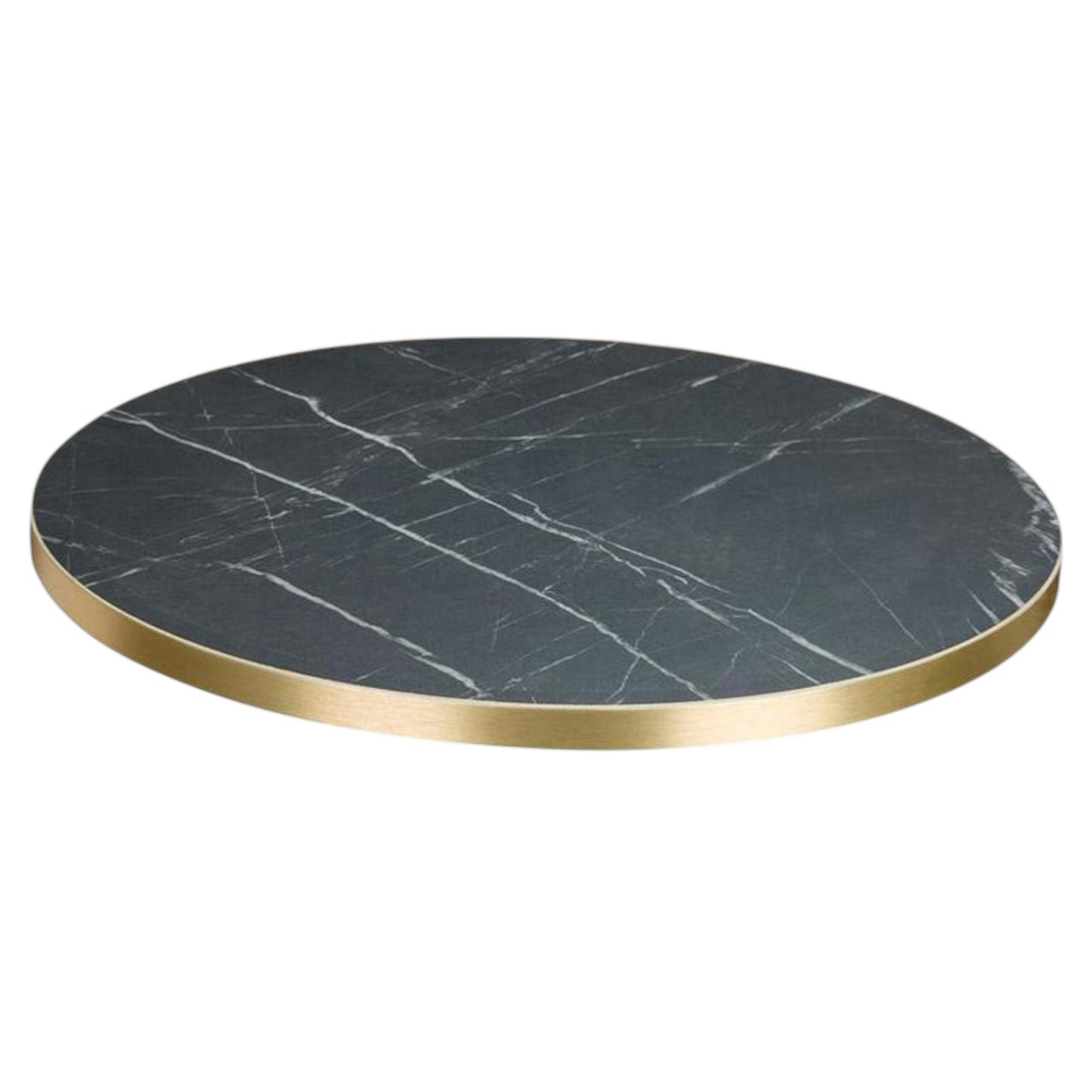 Pietra Grigia Marble Effect - Gold Edge Round Top - Industrious Decor