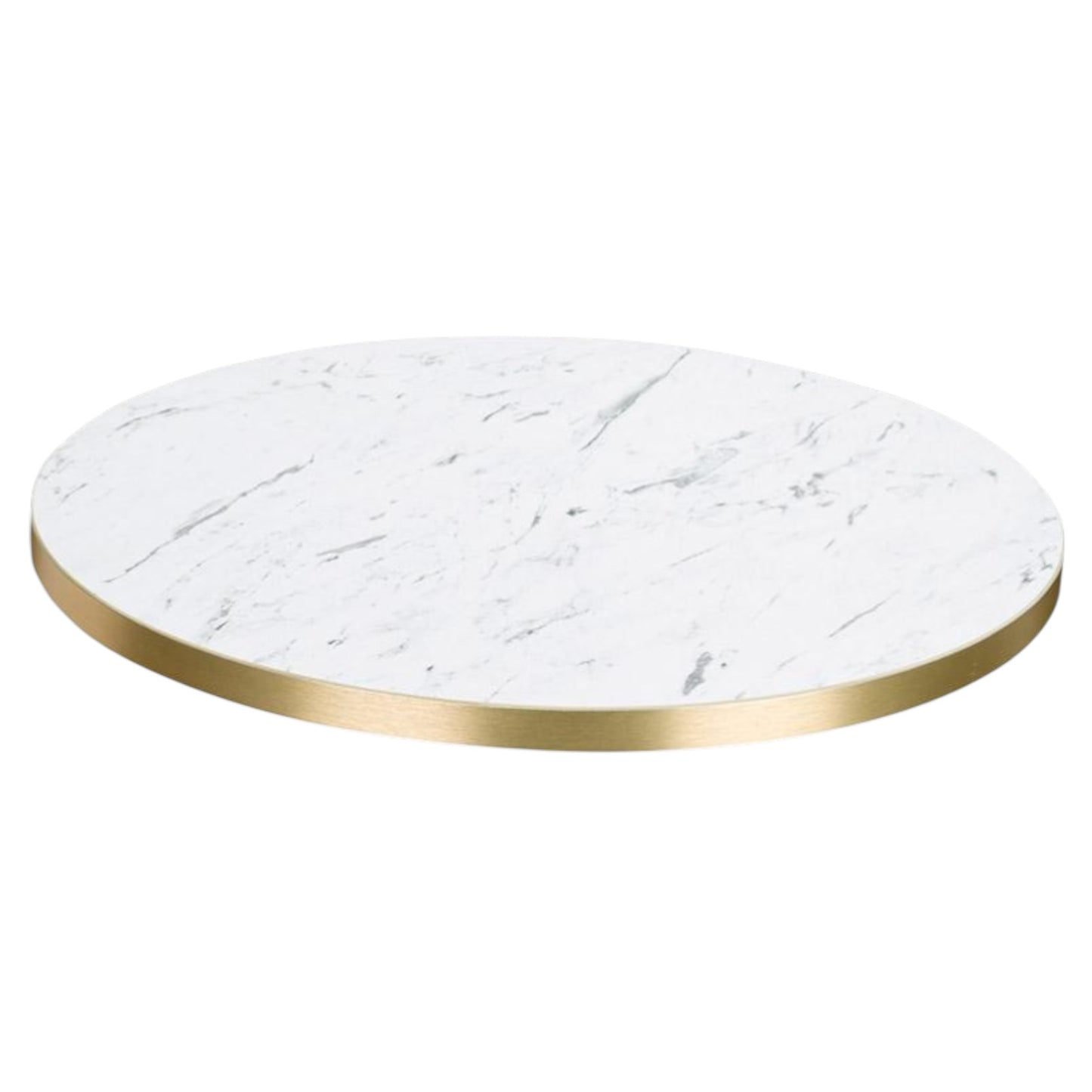 Carrara Marble Effect - Gold Edge Round Top - Industrious Decor