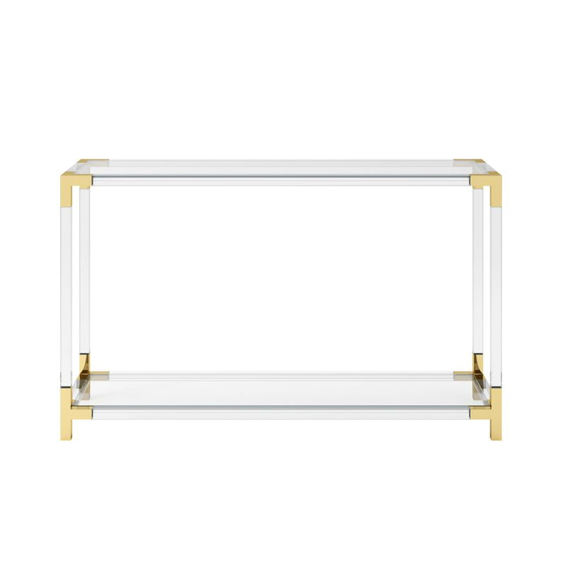 Reale Luxury Console Table - Brass & Acrylic Designer Piece - Industrious Decor