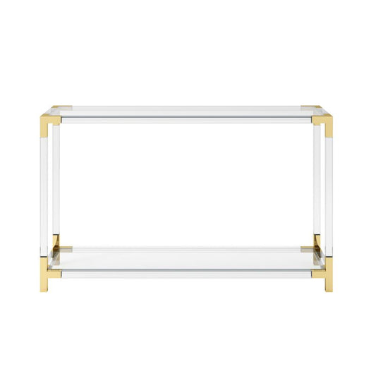 Reale Luxury Console Table - Brass & Acrylic Designer Piece - Industrious Decor