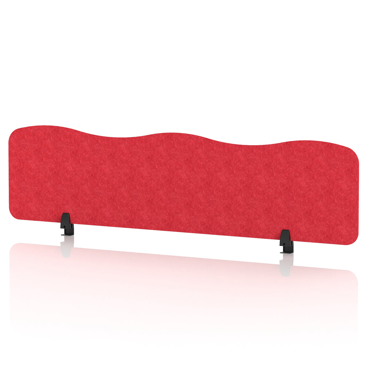 Commercial Acoustic Desktop Screen – Wave Poppy Red 1600 - Industrious Decor