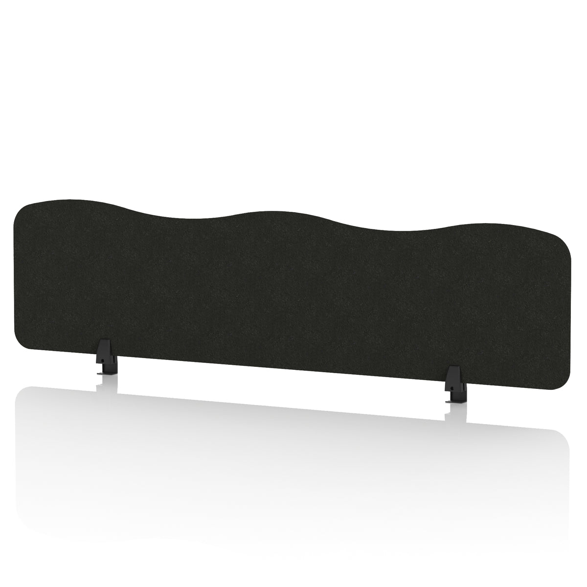 Commercial Acoustic Desktop Screen – Wave Raven Black 1600 - Industrious Decor