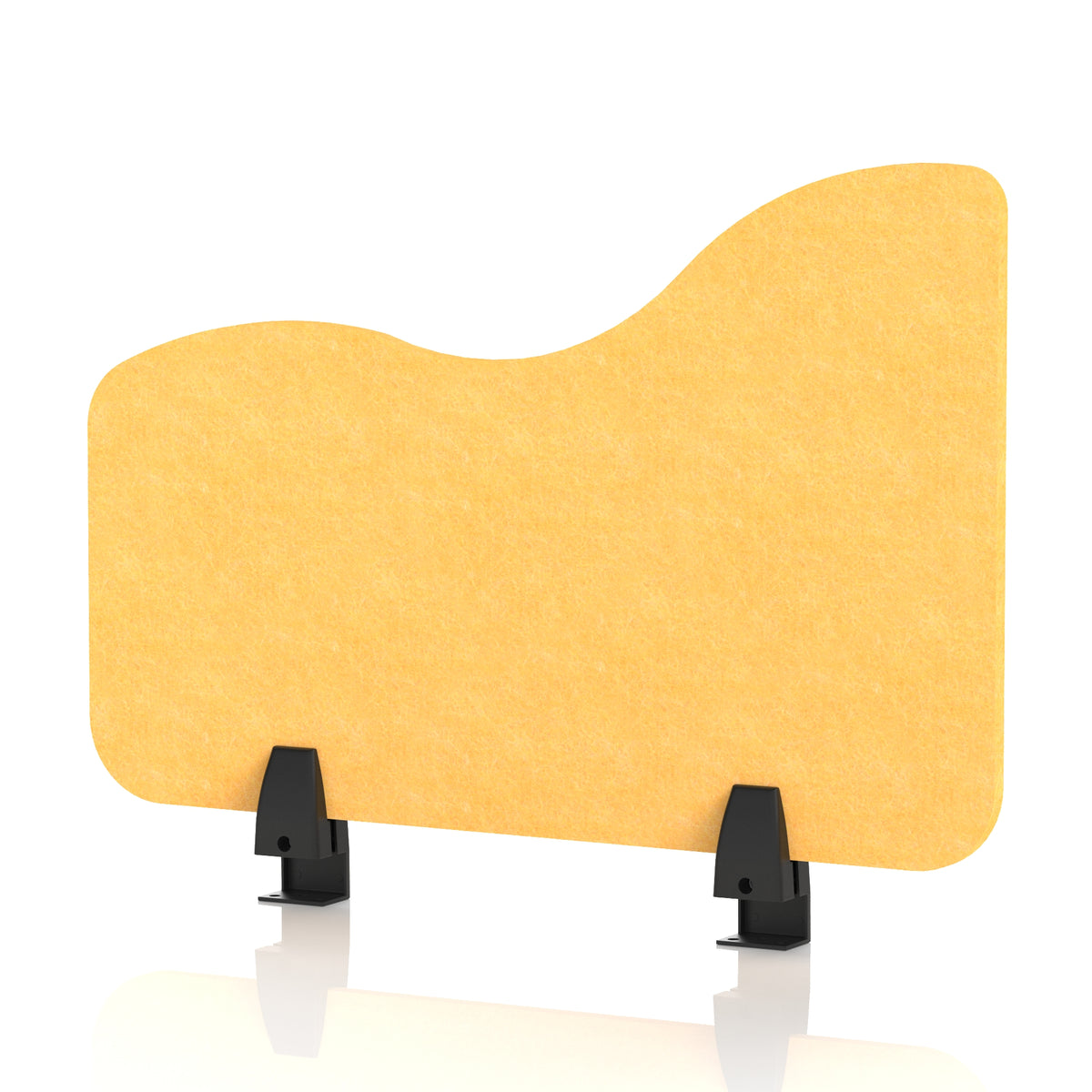 Commercial Acoustic Desk Side Screen – Wave Buttercup Yellow 600 - Industrious Decor