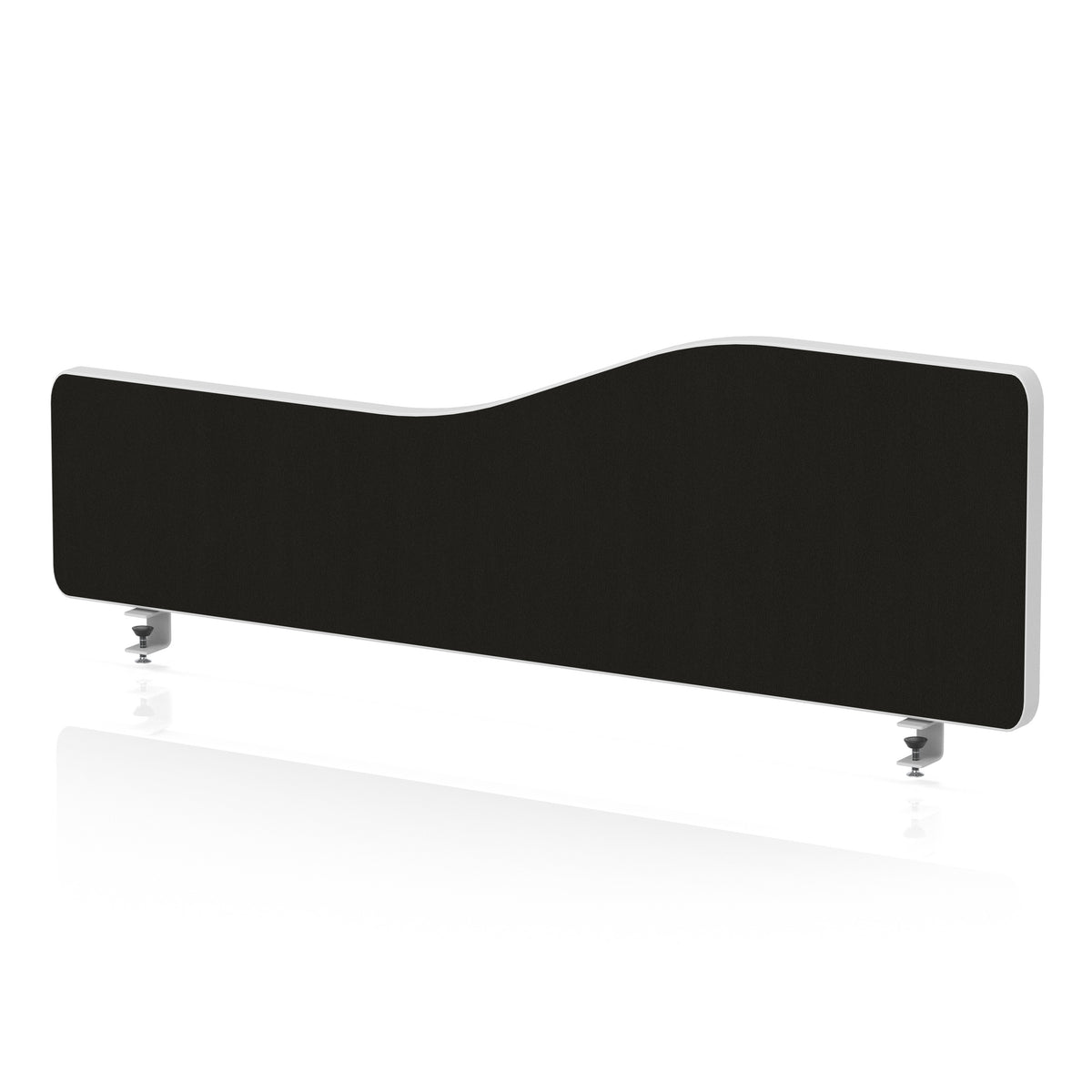 Wave Desktop Privacy Screen with Clamps – 300mm High Black 1000 - Industrious Decor