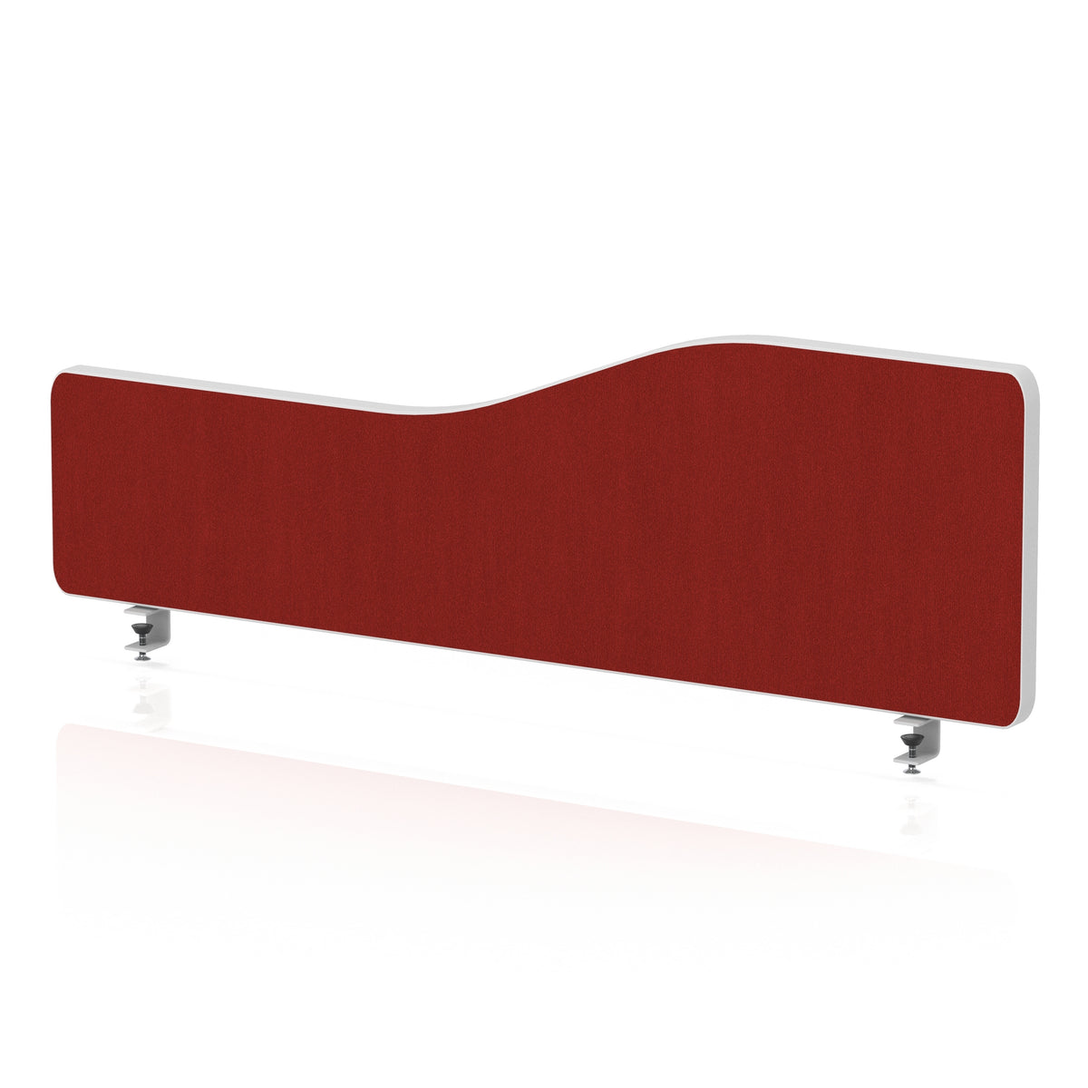 Wave Desktop Privacy Screen with Clamps – 300mm High Burgundy 1000 - Industrious Decor