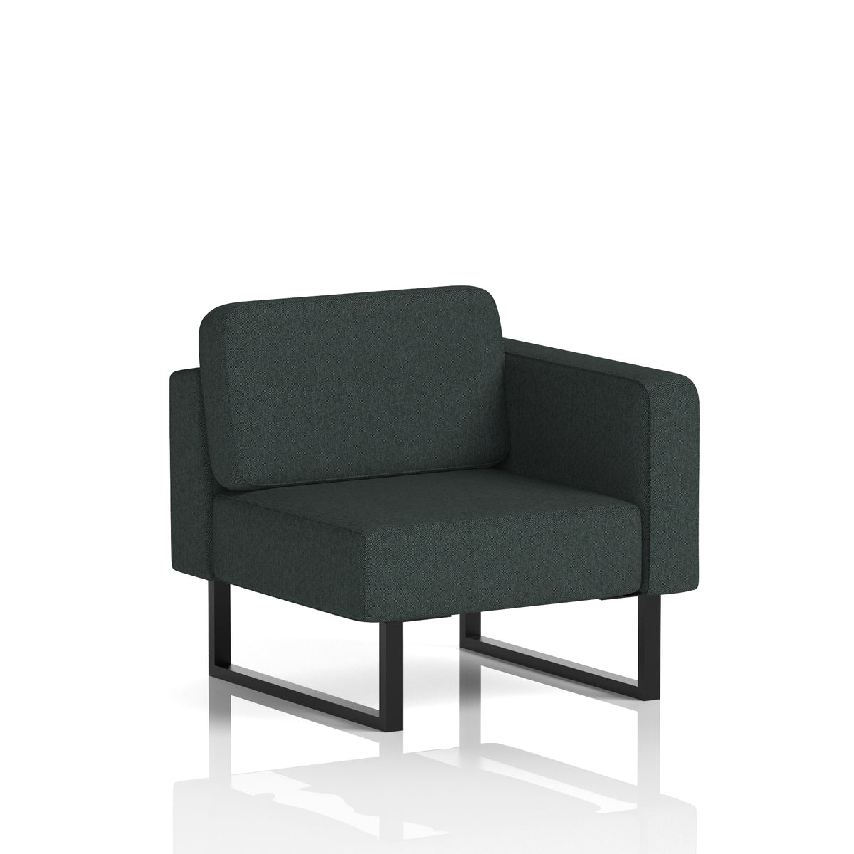 Commercial Modular Seating – Left-End Unit with Legs – Crib 5 Rivet - Charcoal Black - Industrious Decor