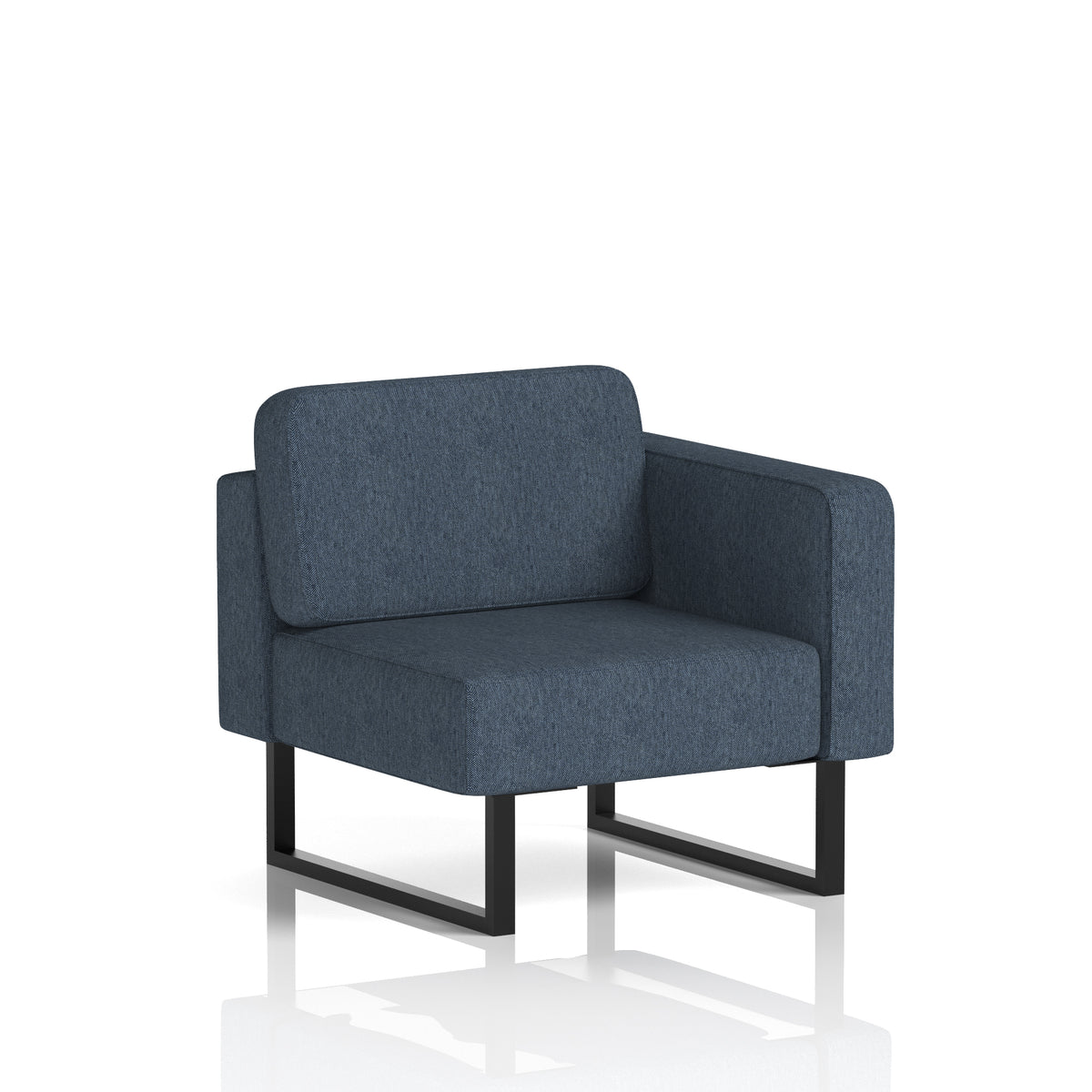 Commercial Modular Seating – Left-End Unit with Legs – Crib 5 Rivet - Crucible Black - Industrious Decor