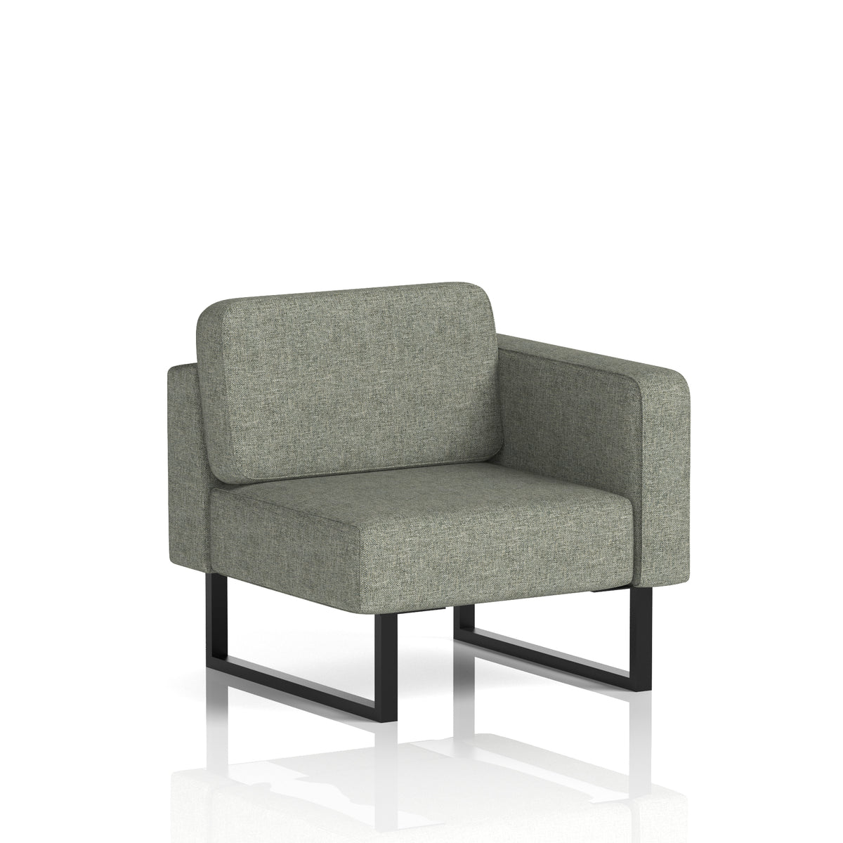 Commercial Modular Seating – Left-End Unit with Legs – Crib 5 Rivet - Vitreous Black - Industrious Decor