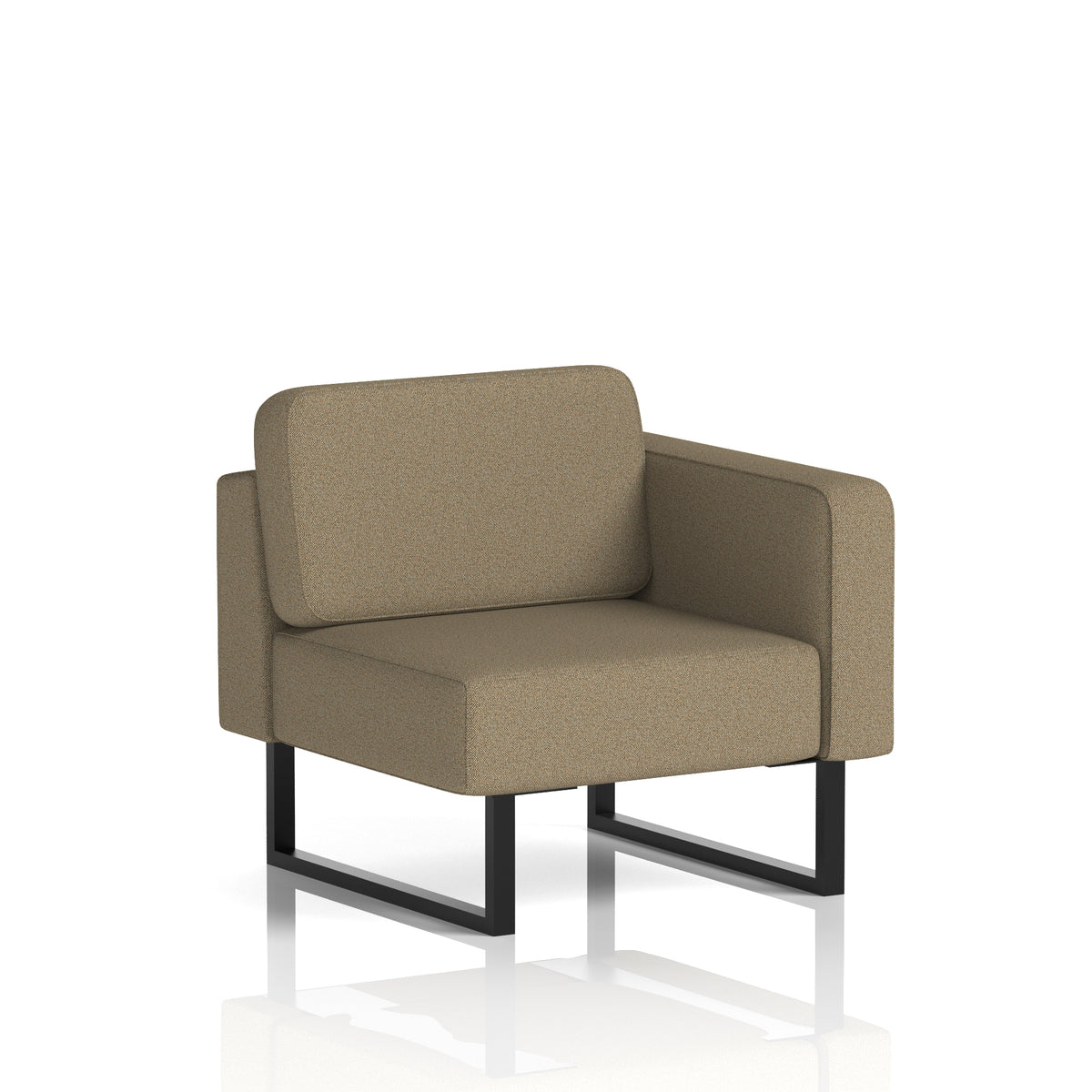 Commercial Modular Seating – Left-End Unit with Legs – Crib 5 Main Line Flax - Bank Black - Industrious Decor