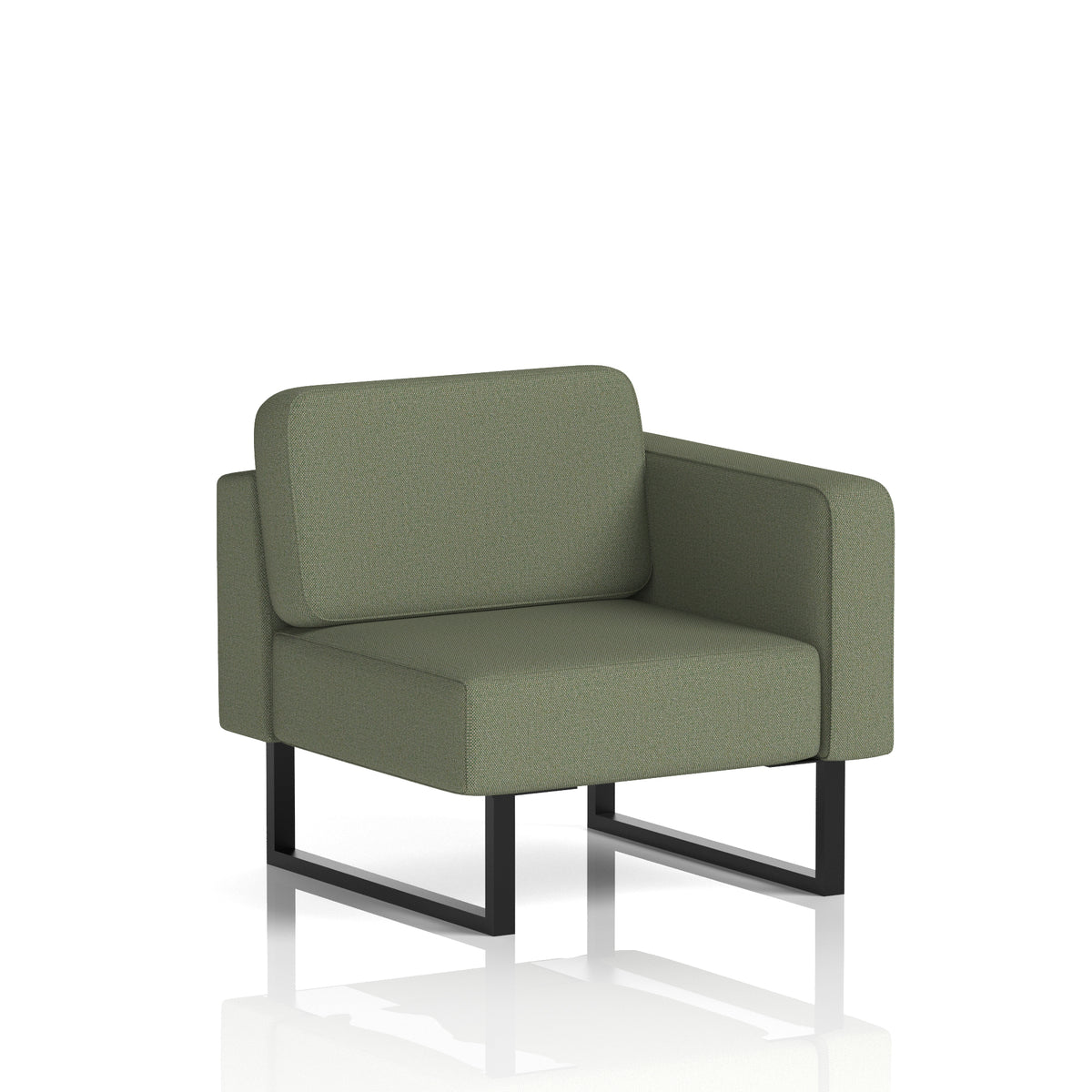 Commercial Modular Seating – Left-End Unit with Legs – Crib 5 Main Line Flax - Monument Black - Industrious Decor