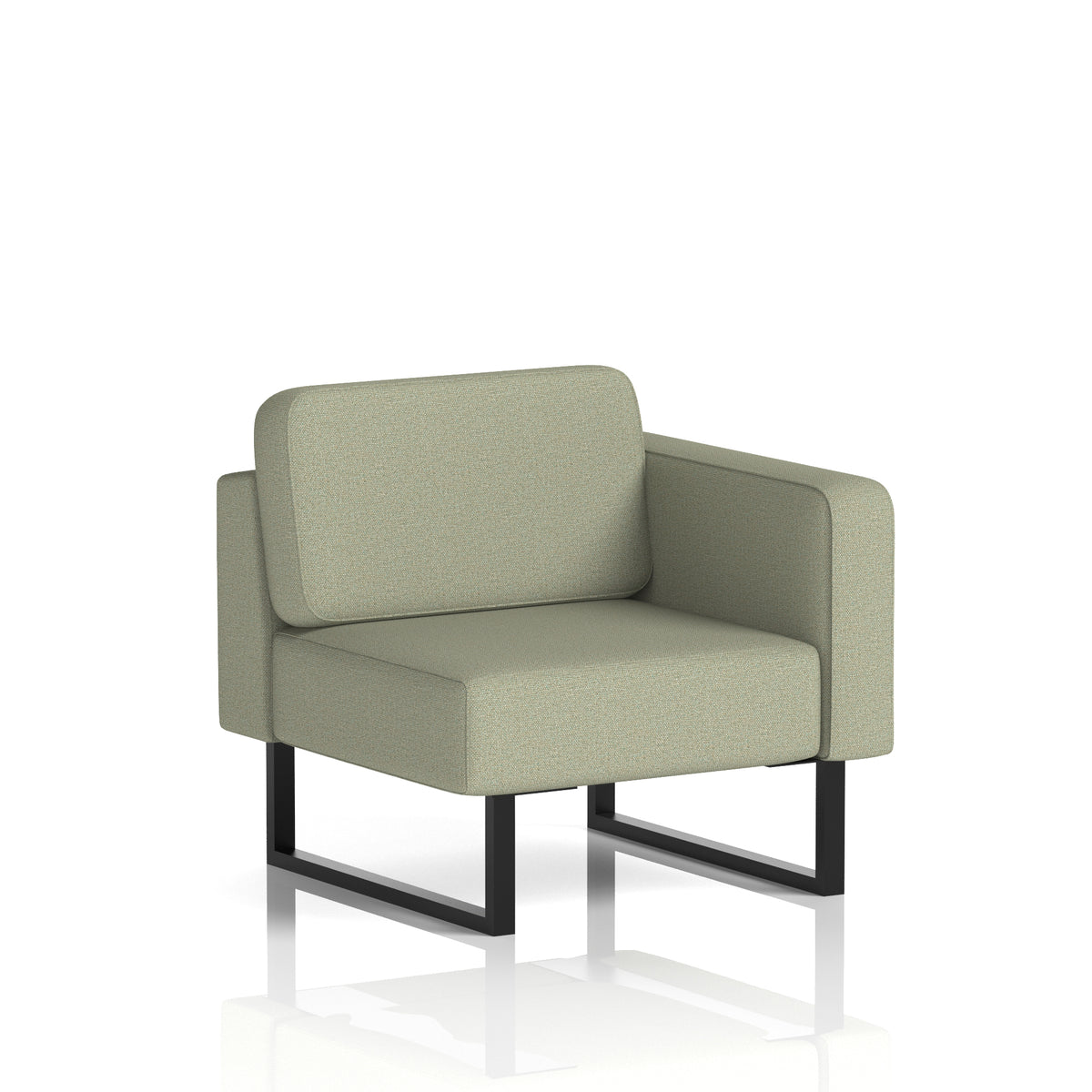 Commercial Modular Seating – Left-End Unit with Legs – Crib 5 Main Line Flax - Newbury Black - Industrious Decor