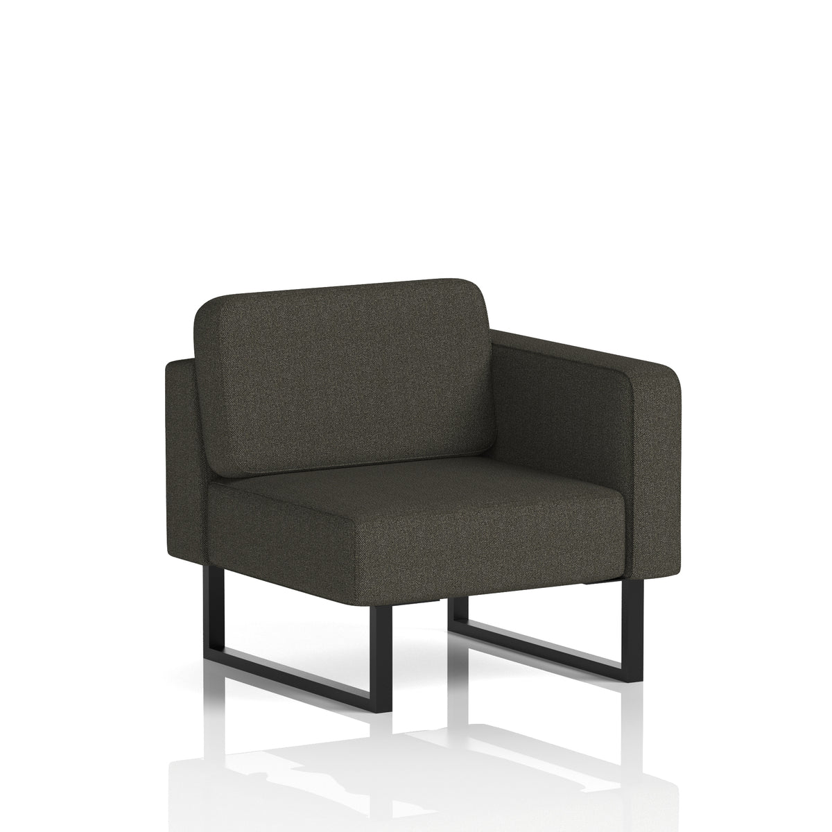 Commercial Modular Seating – Left-End Unit with Legs – Crib 5 Main Line Flax - Temple Black - Industrious Decor