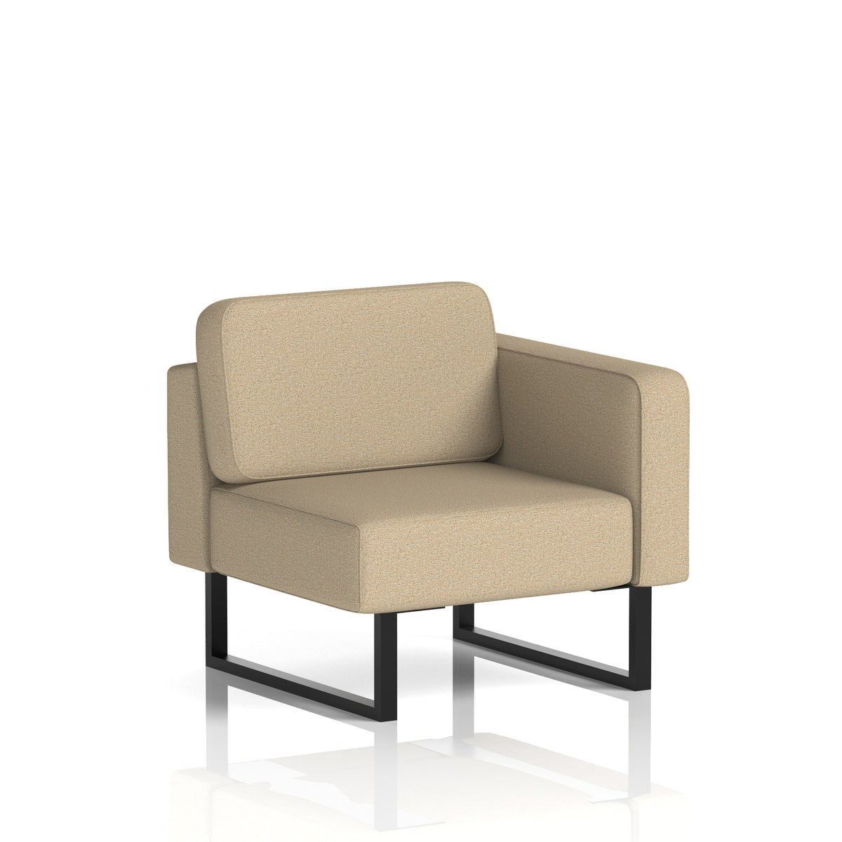 Commercial Modular Seating – Left-End Unit with Legs – Crib 5 Main Line Flax - Upminster Black - Industrious Decor