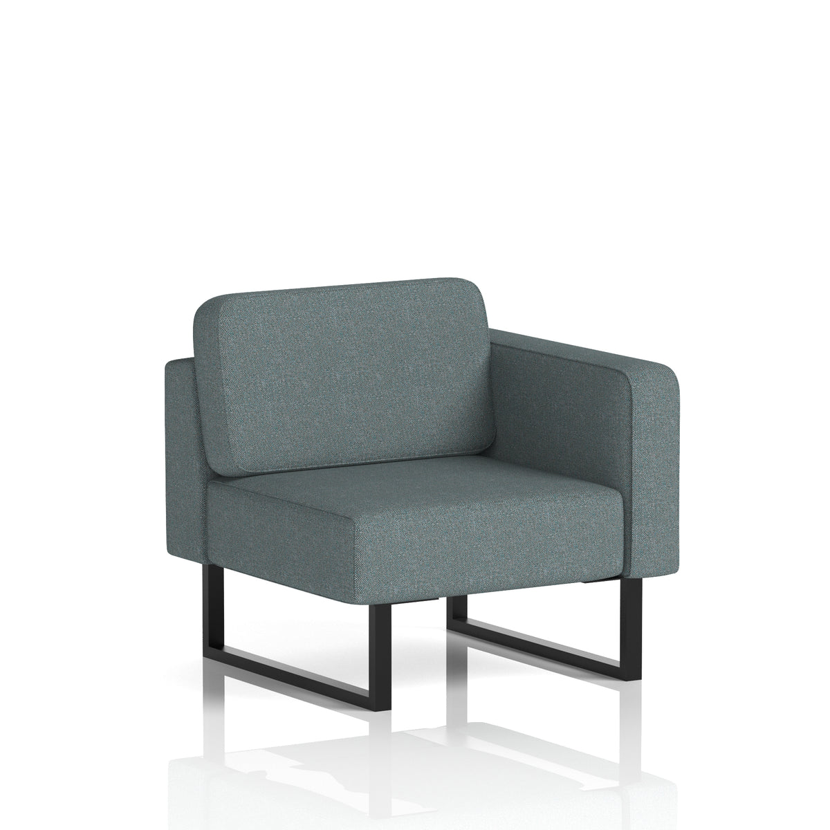 Commercial Modular Seating – Left-End Unit with Legs – Crib 5 Main Line Flax - Westminster Black - Industrious Decor