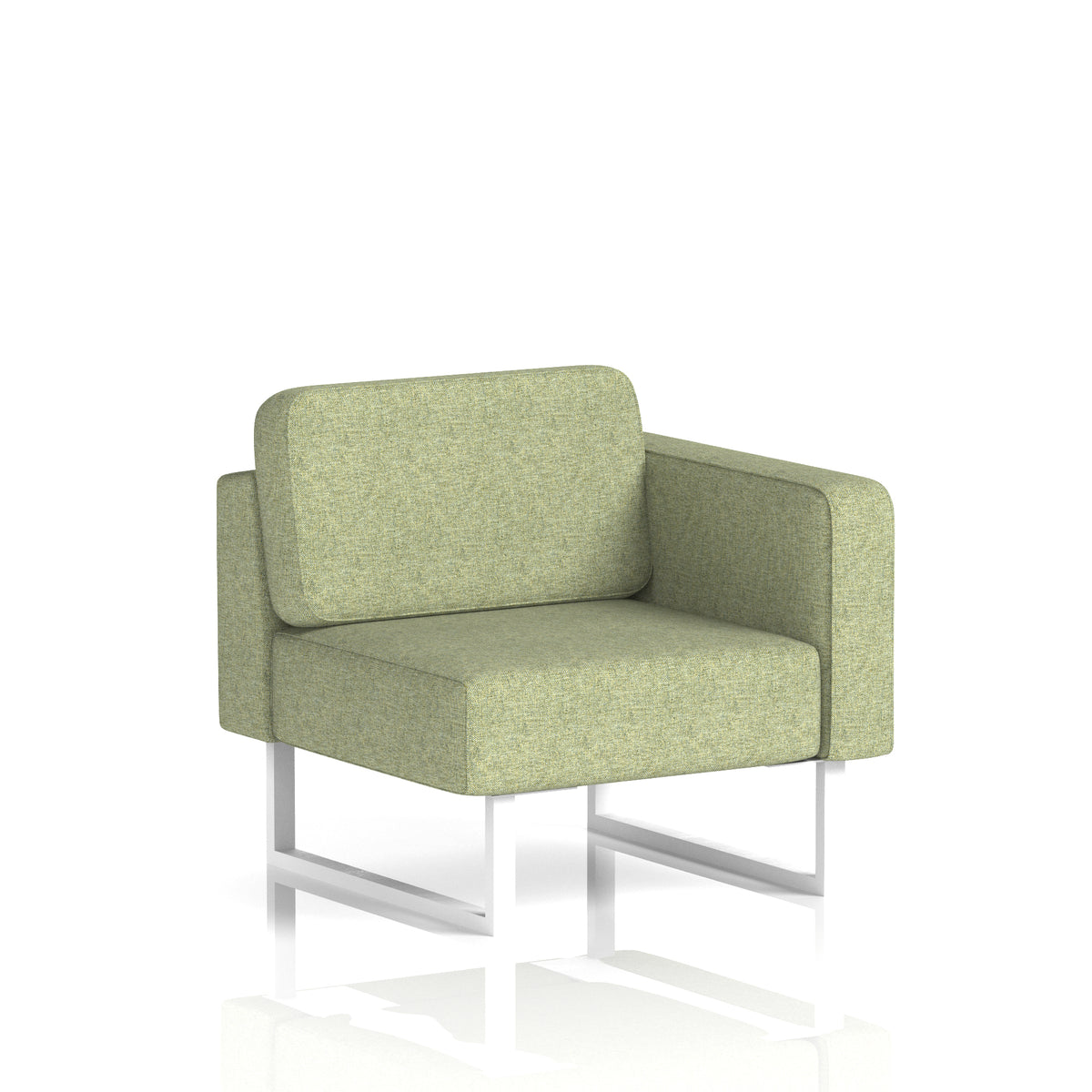 Commercial Modular Seating – Left-End Unit with Legs – Crib 5 Rivet - Burnish White - Industrious Decor
