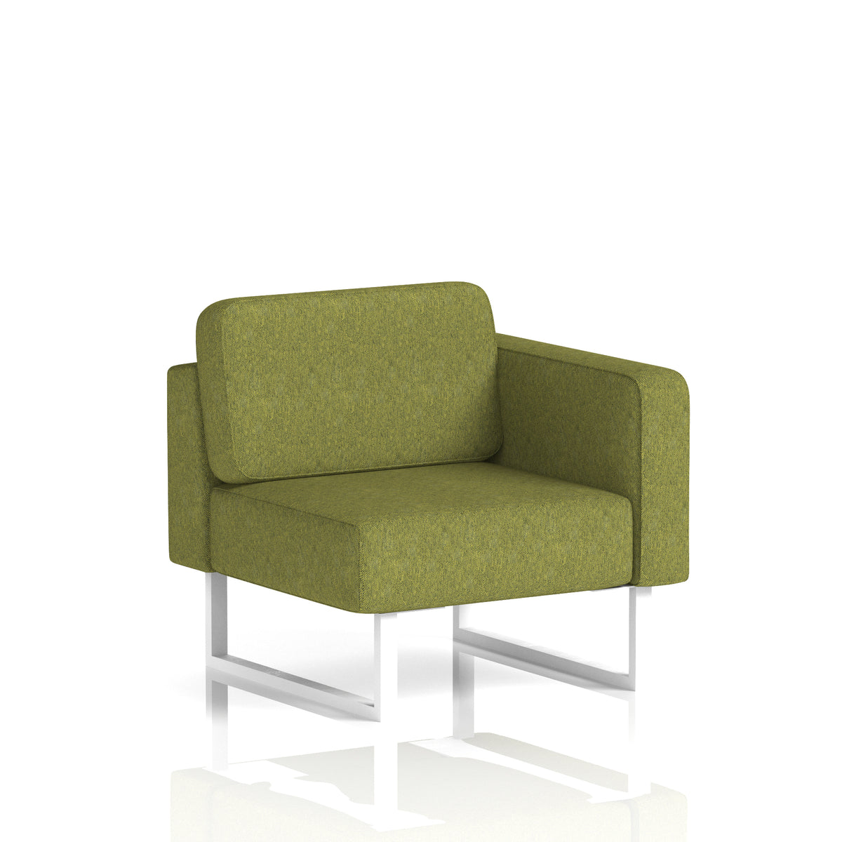 Commercial Modular Seating – Left-End Unit with Legs – Crib 5 Rivet - Olive White - Industrious Decor