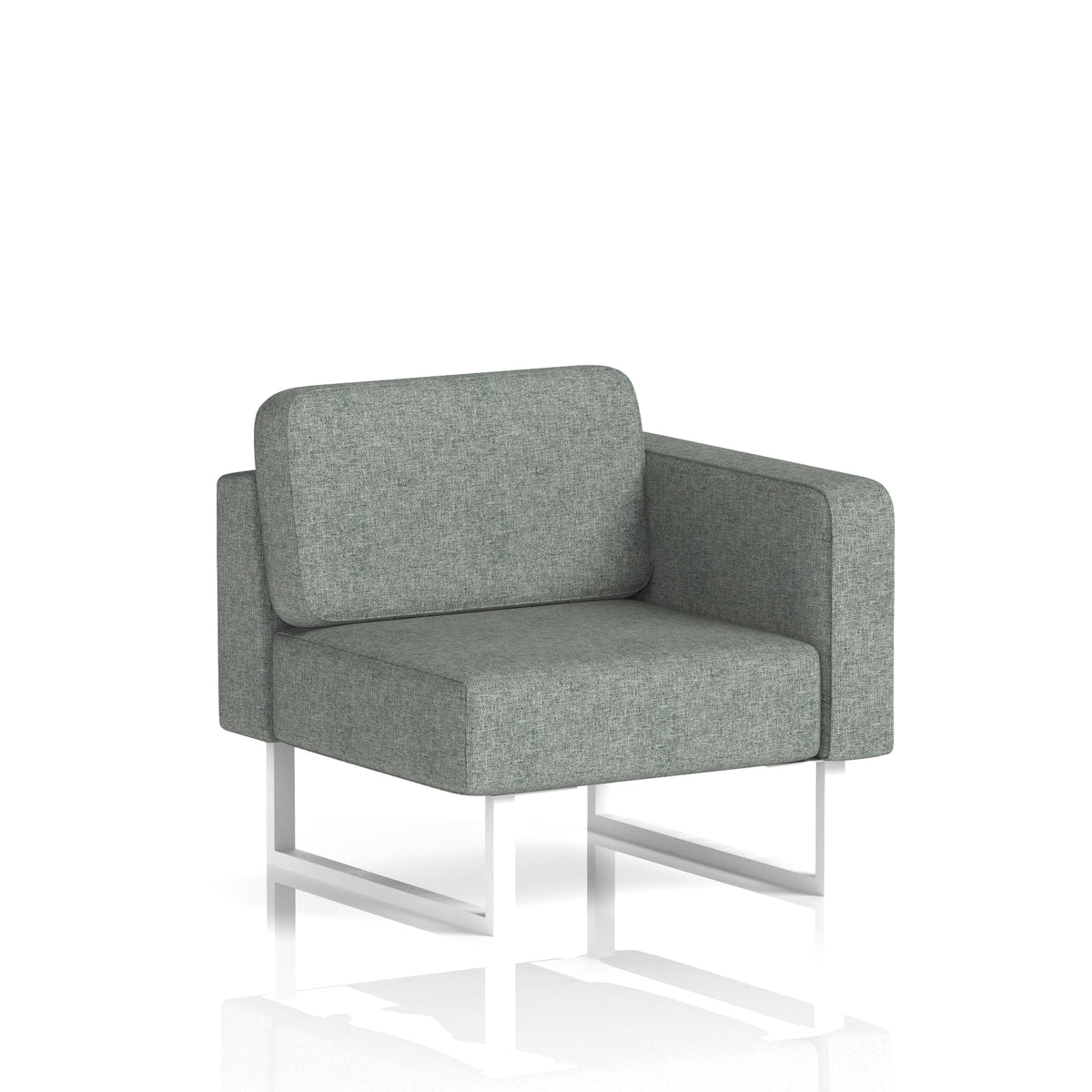 Commercial Modular Seating – Left-End Unit with Legs – Crib 5 Rivet - Prime White - Industrious Decor