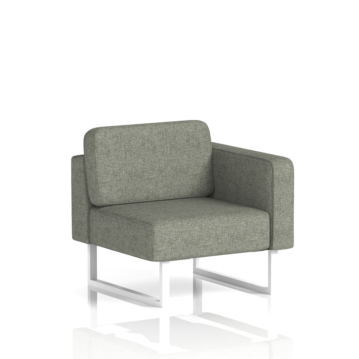 Commercial Modular Seating – Left-End Unit with Legs – Crib 5 Rivet - Vitreous White - Industrious Decor