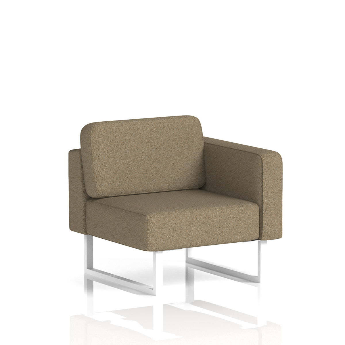Commercial Modular Seating – Left-End Unit with Legs – Crib 5 Main Line Flax - Bank White - Industrious Decor