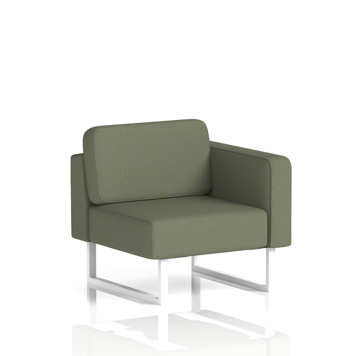 Commercial Modular Seating – Left-End Unit with Legs – Crib 5 Main Line Flax - Monument White - Industrious Decor