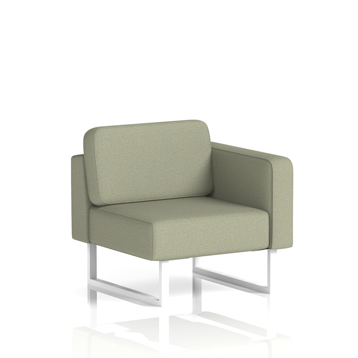 Commercial Modular Seating – Left-End Unit with Legs – Crib 5 Main Line Flax - Newbury White - Industrious Decor
