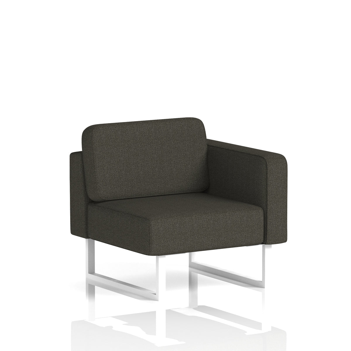 Commercial Modular Seating – Left-End Unit with Legs – Crib 5 Main Line Flax - Temple White - Industrious Decor
