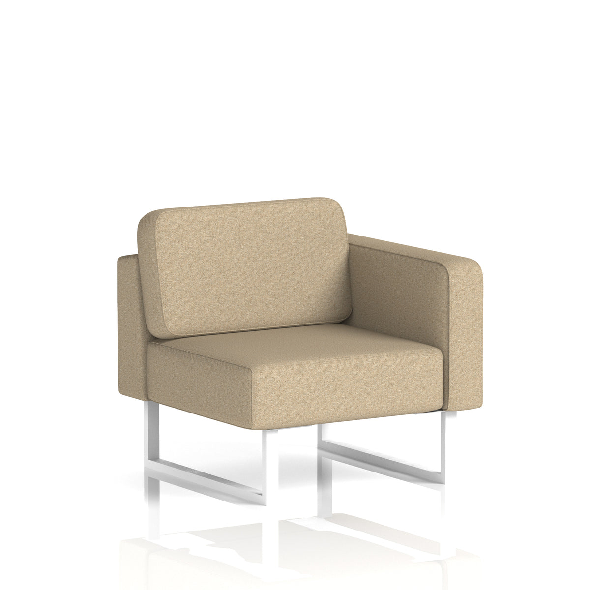 Commercial Modular Seating – Left-End Unit with Legs – Crib 5 Main Line Flax - Upminster White - Industrious Decor