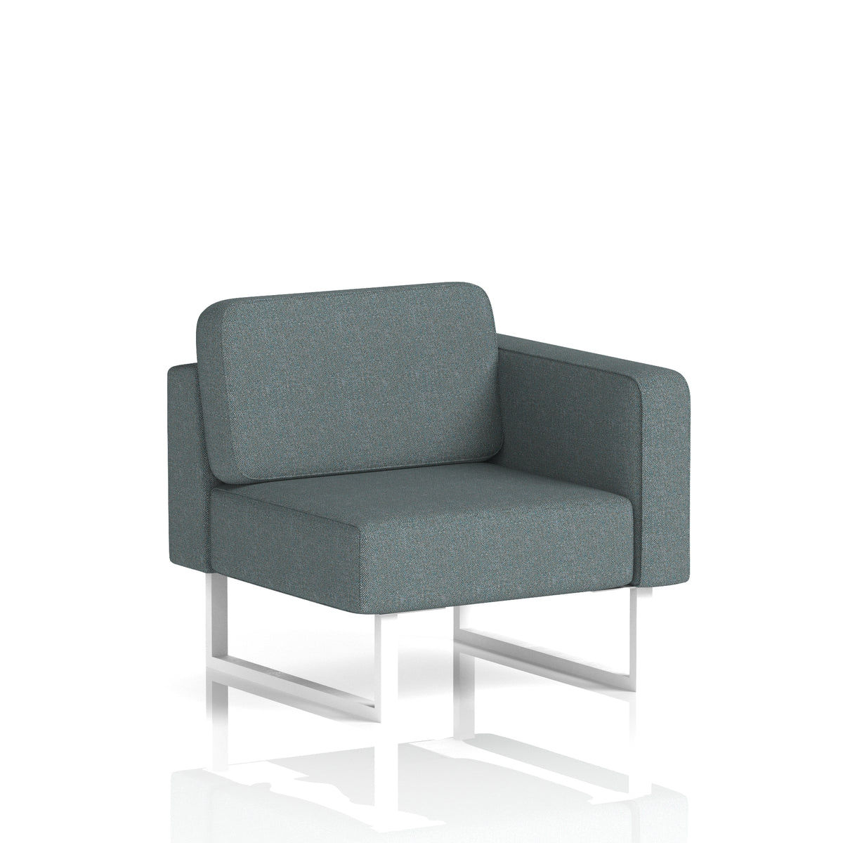 Commercial Modular Seating – Left-End Unit with Legs – Crib 5 Main Line Flax - Westminster White - Industrious Decor