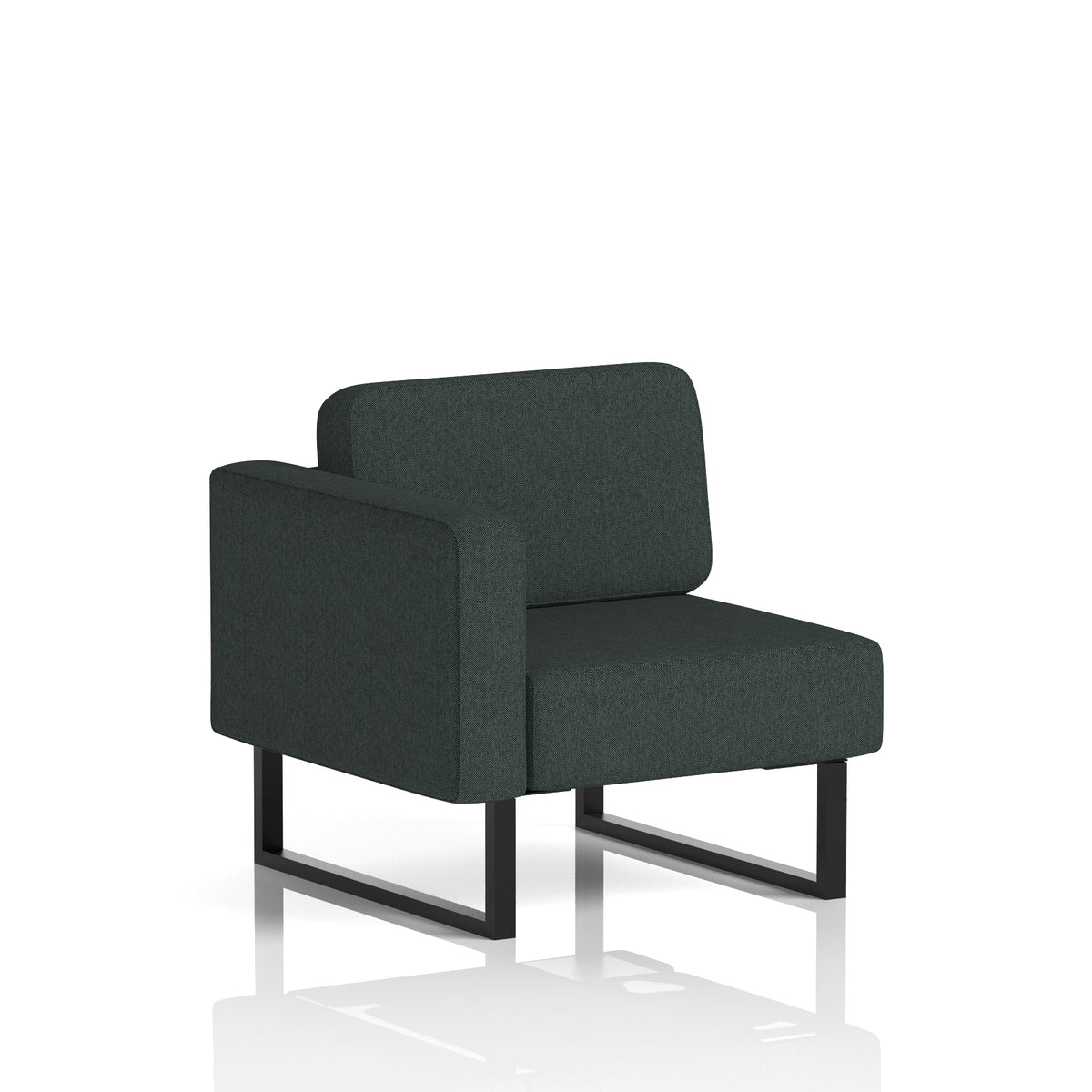 Commercial Modular Seating – Right-End Unit with Legs – Crib 5 Rivet - Charcoal Black - Industrious Decor