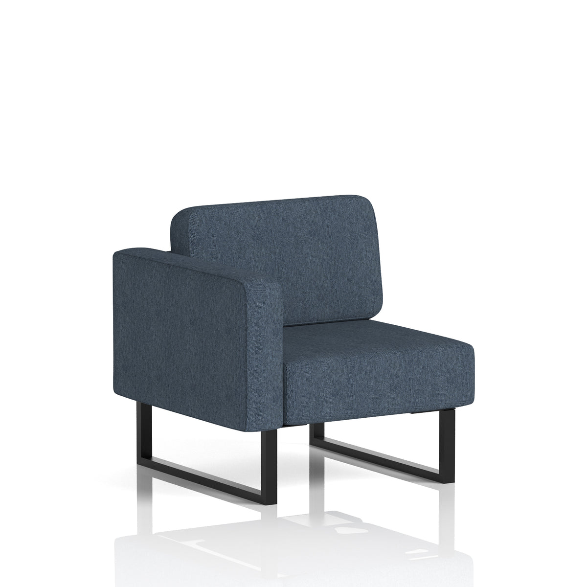 Commercial Modular Seating – Right-End Unit with Legs – Crib 5 Rivet - Crucible Black - Industrious Decor