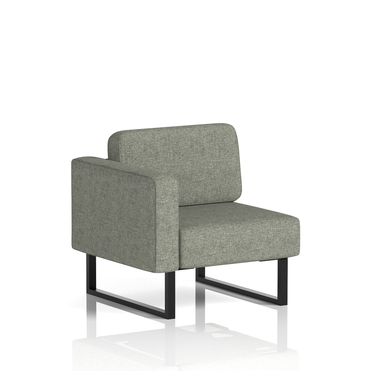 Commercial Modular Seating – Right-End Unit with Legs – Crib 5 Rivet - Vitreous Black - Industrious Decor