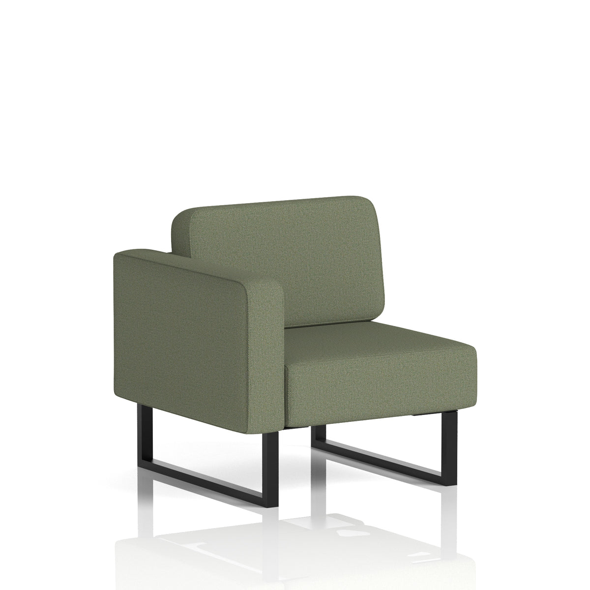 Commercial Modular Seating – Right-End Unit with Legs – Crib 5 Main Line Flax - Monument Black - Industrious Decor