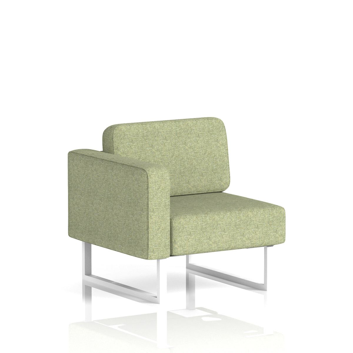 Commercial Modular Seating – Right-End Unit with Legs – Crib 5 Rivet - Burnish White - Industrious Decor