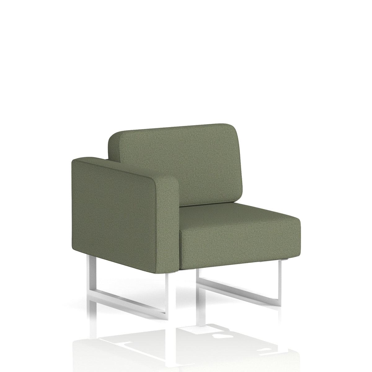 Commercial Modular Seating – Right-End Unit with Legs – Crib 5 Main Line Flax - Monument White - Industrious Decor
