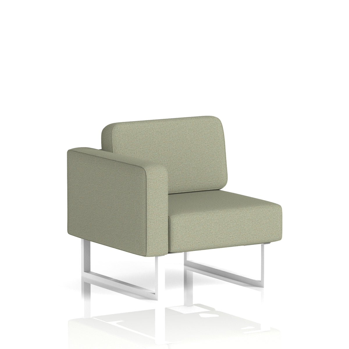 Commercial Modular Seating – Right-End Unit with Legs – Crib 5 Main Line Flax - Newbury White - Industrious Decor