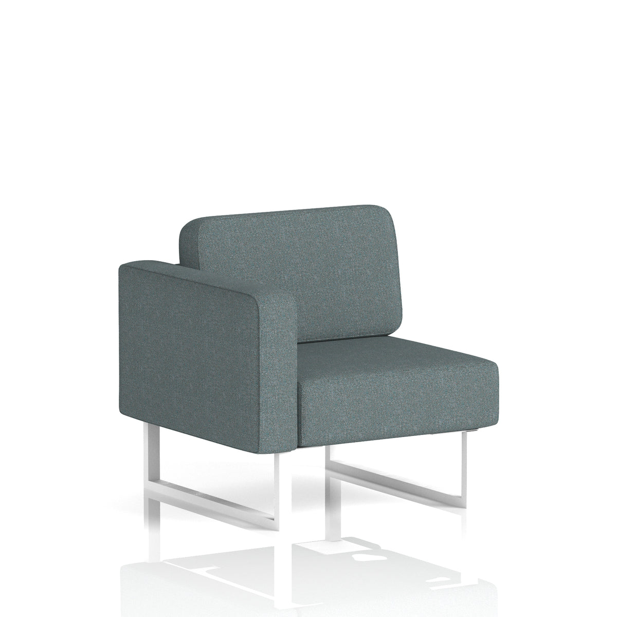 Commercial Modular Seating – Right-End Unit with Legs – Crib 5 Main Line Flax - Westminster White - Industrious Decor