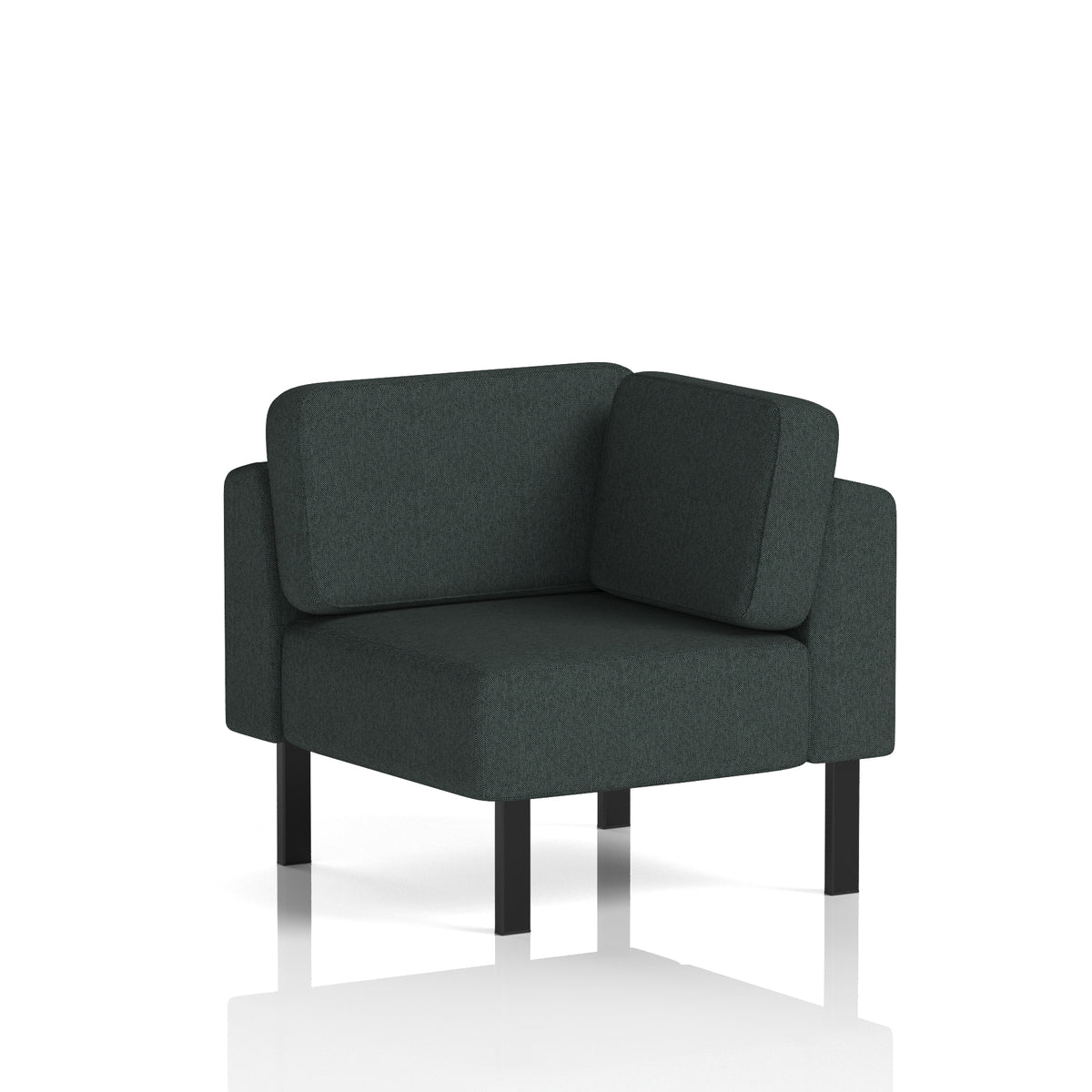 Commercial Modular Seating – Corner Unit with Legs – Crib 5 Rivet - Charcoal Black No - Industrious Decor