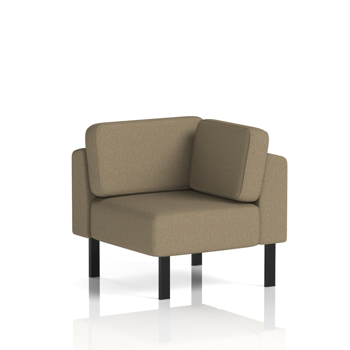 Commercial Modular Seating – Corner Unit with Legs – Crib 5 Main Line Flax - Bank Black - Industrious Decor